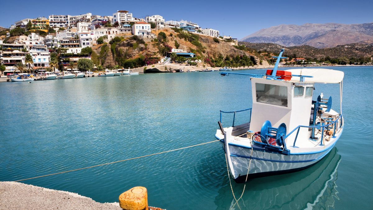 De haven van Agia Galini op Kreta, Griekenland