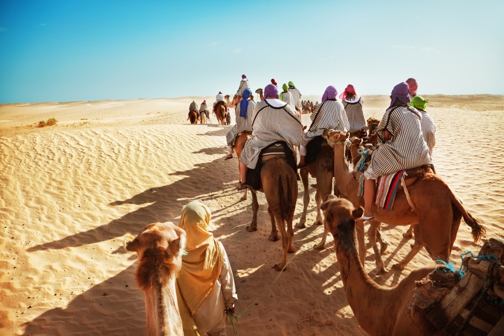 Kameelrijden in de Sahara, Marokko