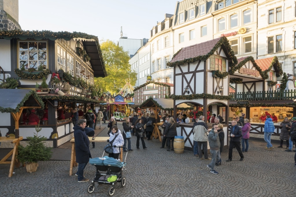 Ingang van de kerstmarkt in Keulen, Duitsland