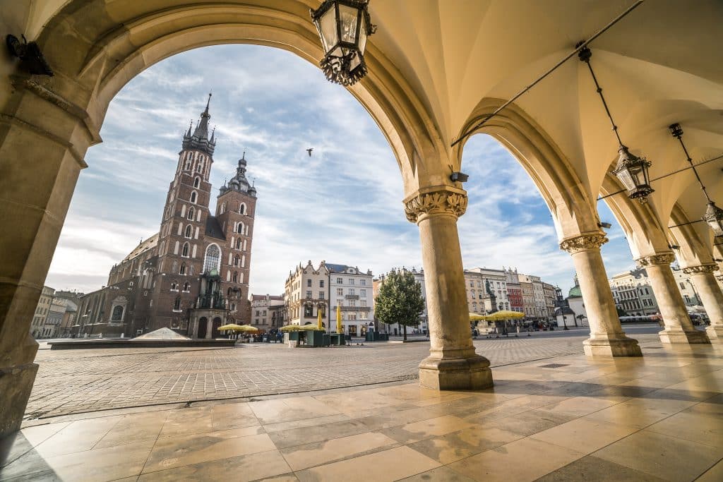 Marktplein van Oude stadscentrum van Krakau, Polen