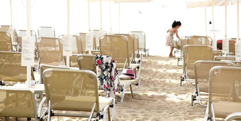 Strand van Hotel Mavridis in Flogita, griekenland 