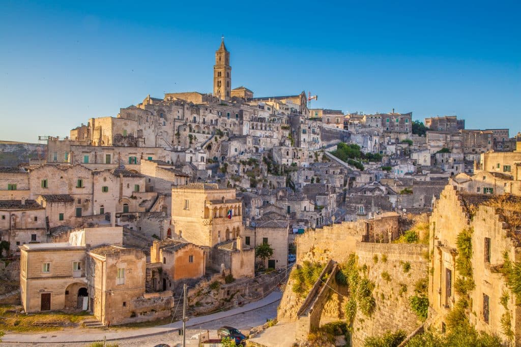 Middeleeuwse stad Sassi de Matera in Puglia, Italië
