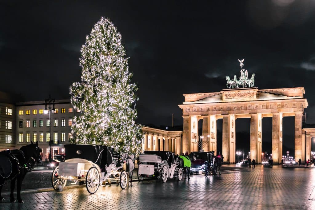 Brandenburger Tor kerst in Berlijn, Duitsland