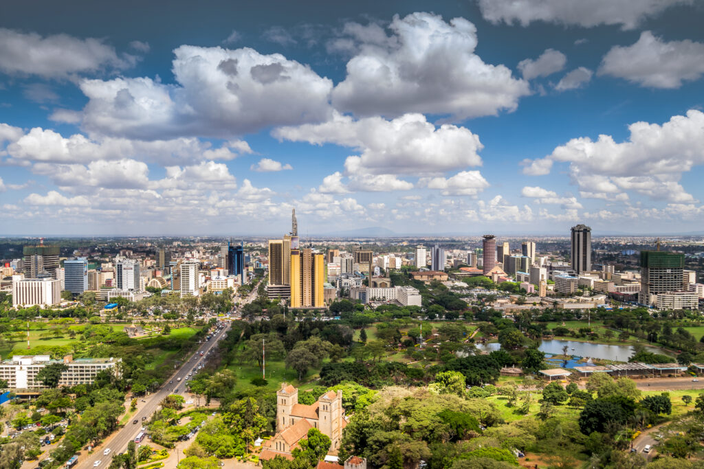Uitzicht op het centrum van Nairobi in Kenia