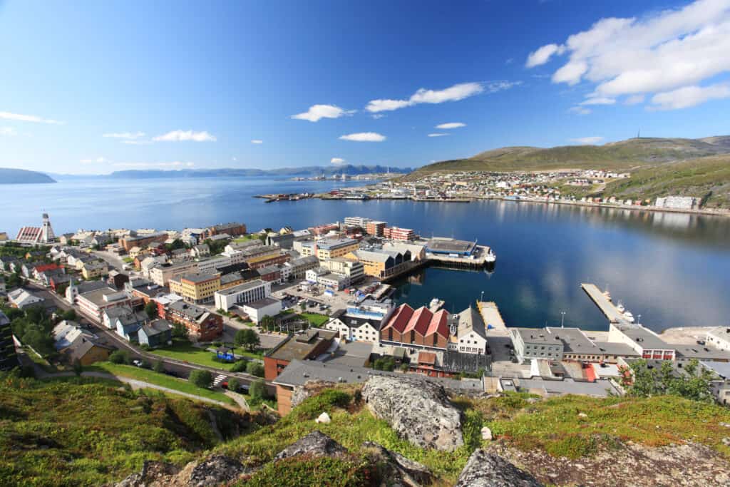 Uitzicht over Hammerfest in Noorwegen