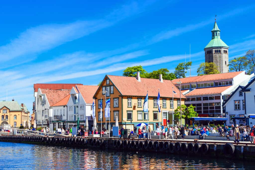 Centrum en haven van Stavanger in Noorwegen