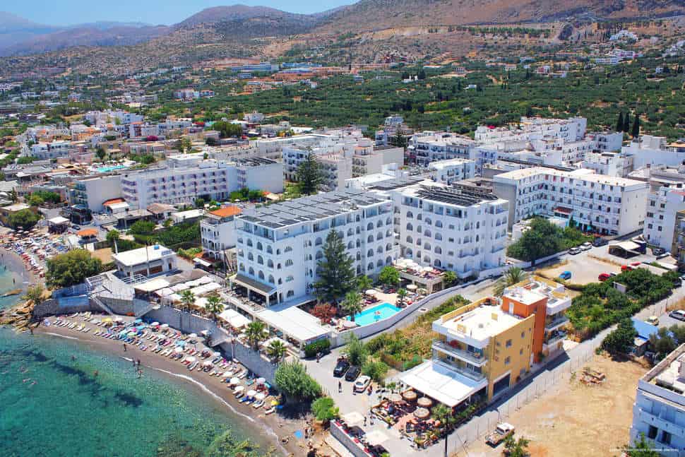 Ligging van Glaros Beach Hotel in Chersonissos, Kreta, Griekenland