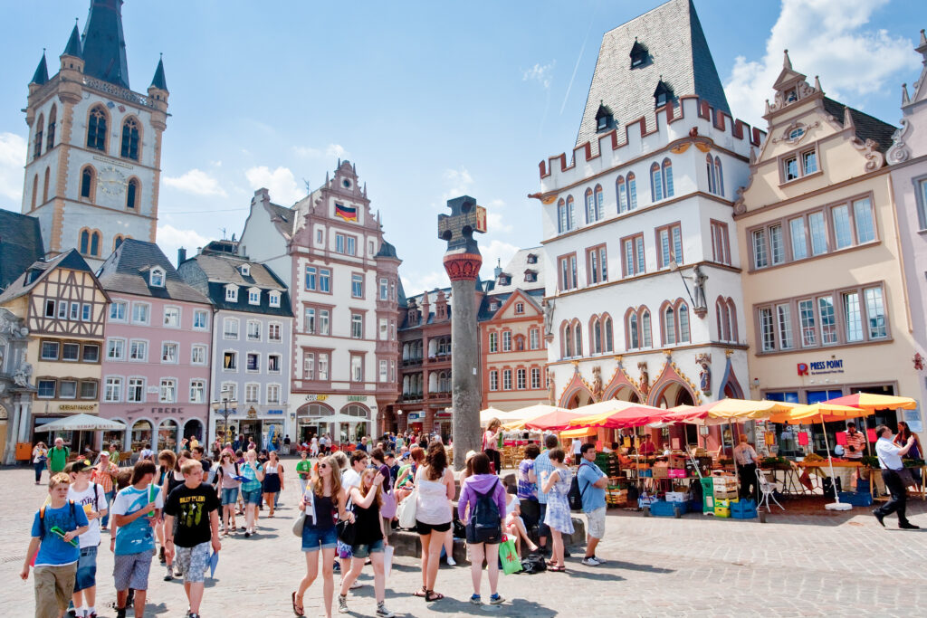 Centrum van Trier met middeleeuwse huizen