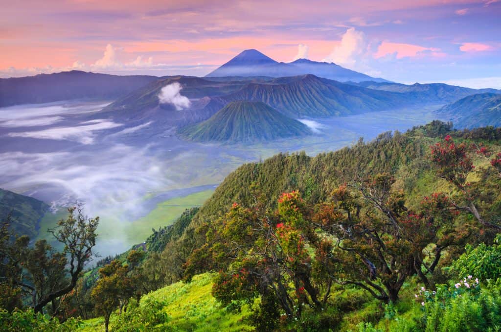 Uitzicht over de Bromo vulkaan op Java, Indonesië