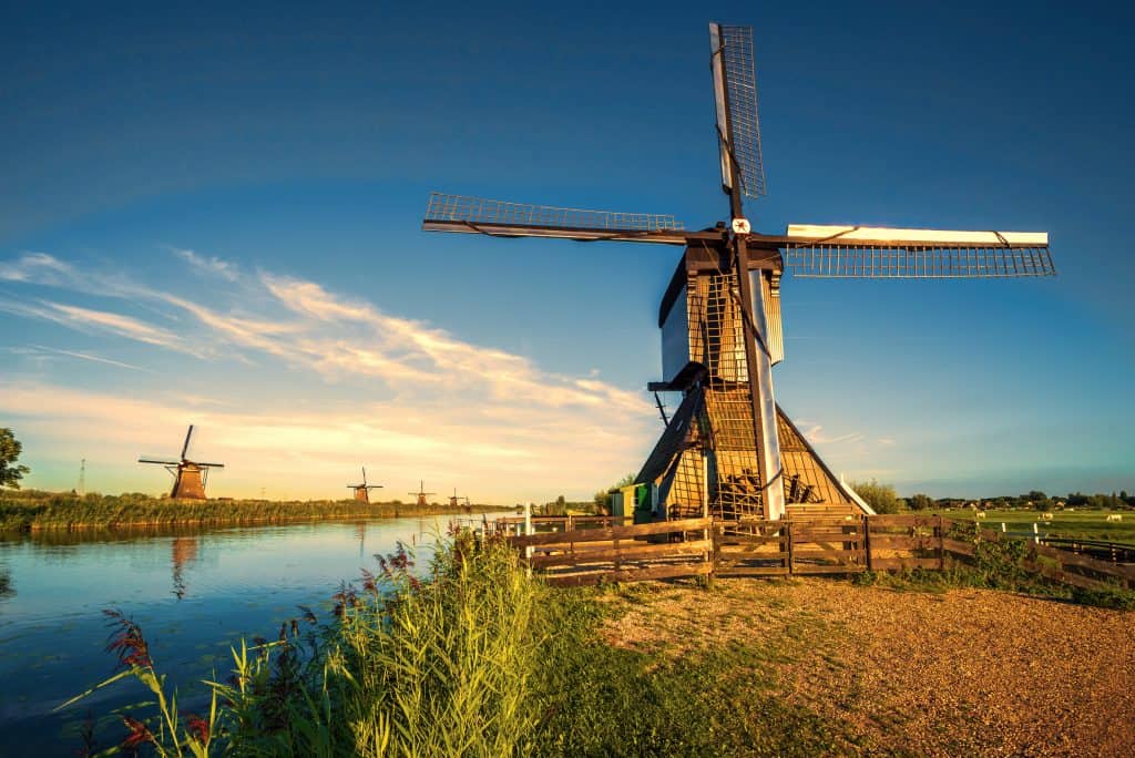 Windmolens van Kinderdijk in Zuid-Holland