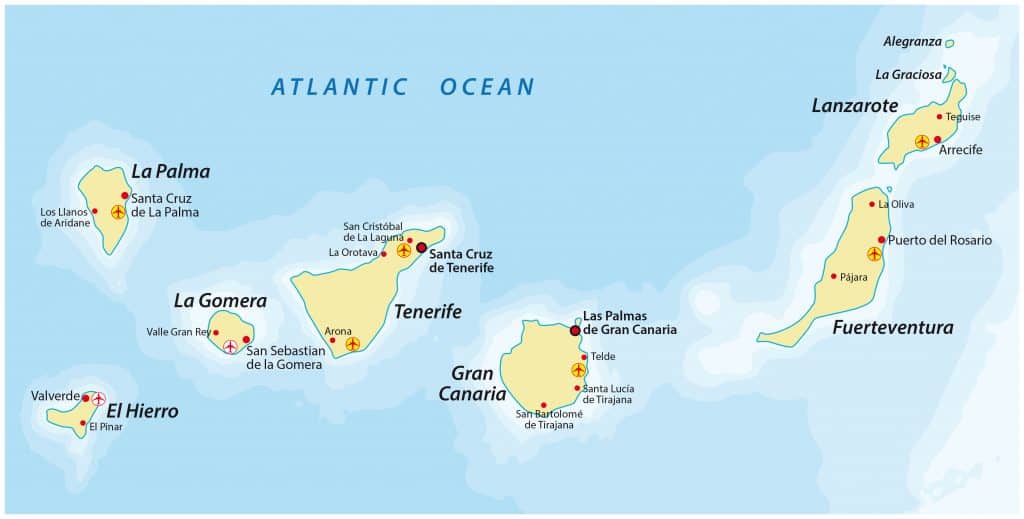 Kaart van de Canarische Eilanden